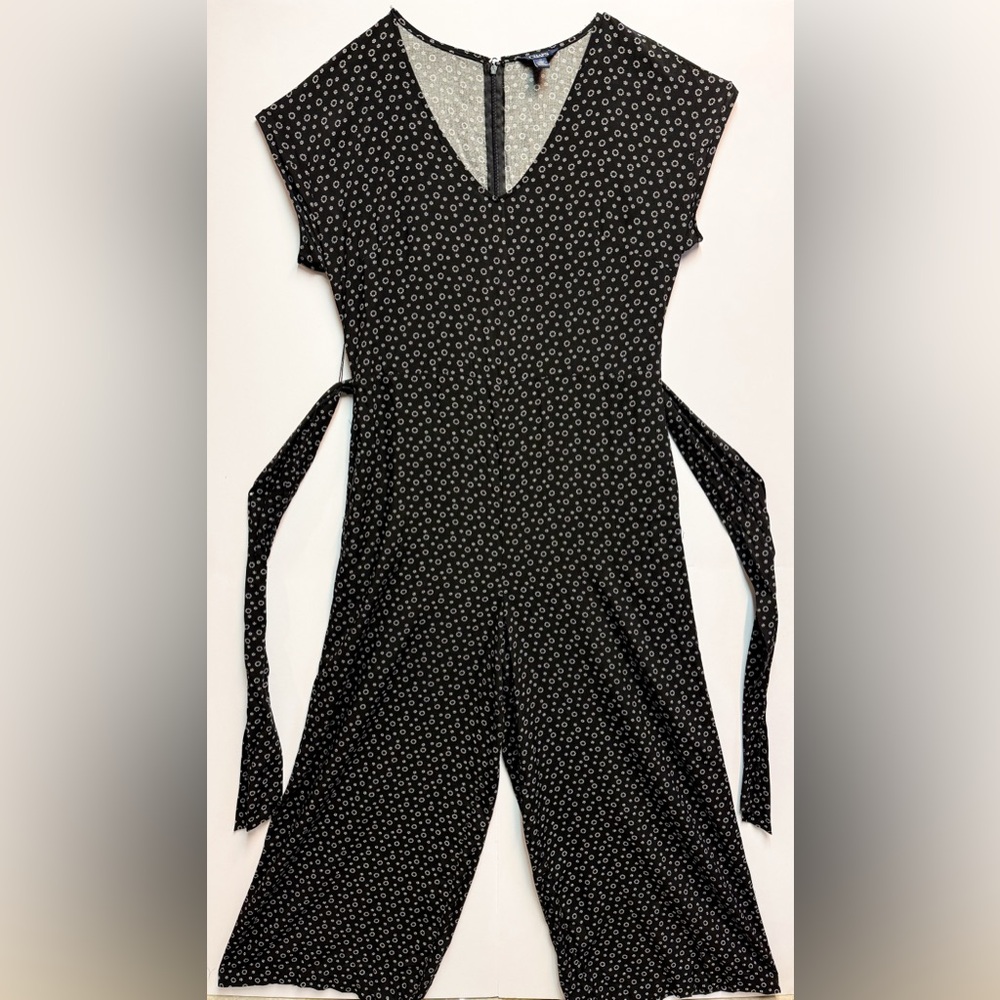 Chaps Black Jumpsuit with White Pattern